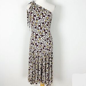 Y2K Weston Wear One Shoulder Drop Waist Dress Stretch Knit Size Medium Women's